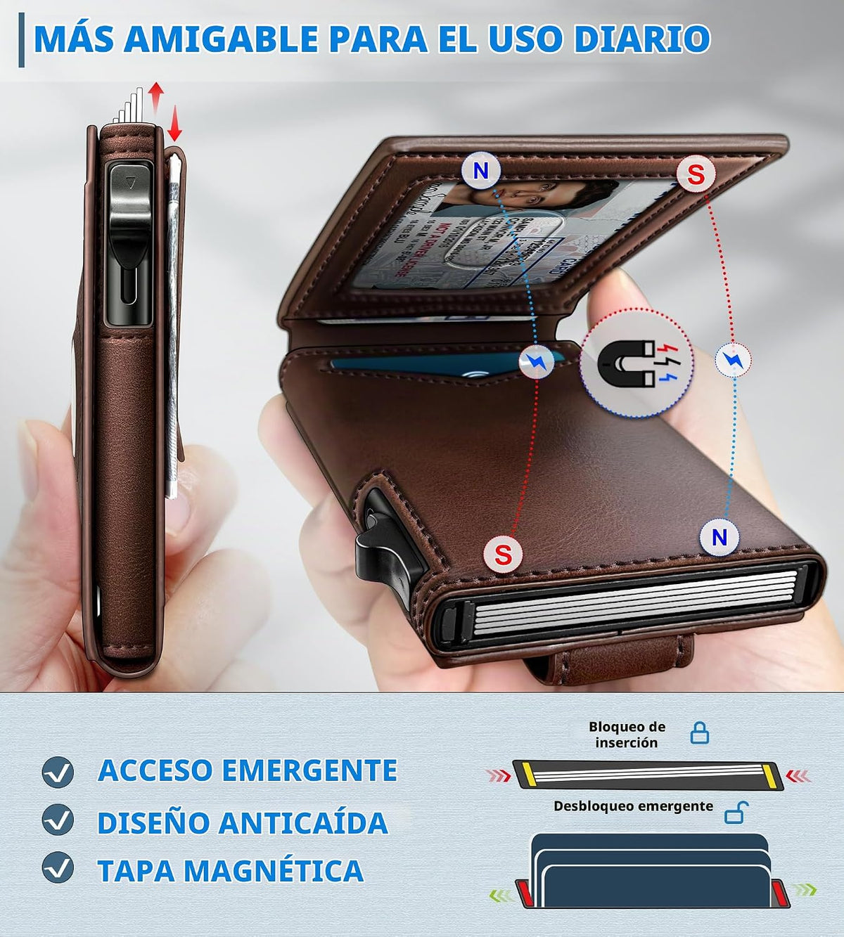 miyozi Airtag - Cartera para hombre con clip para dinero, 9 tarjeta...