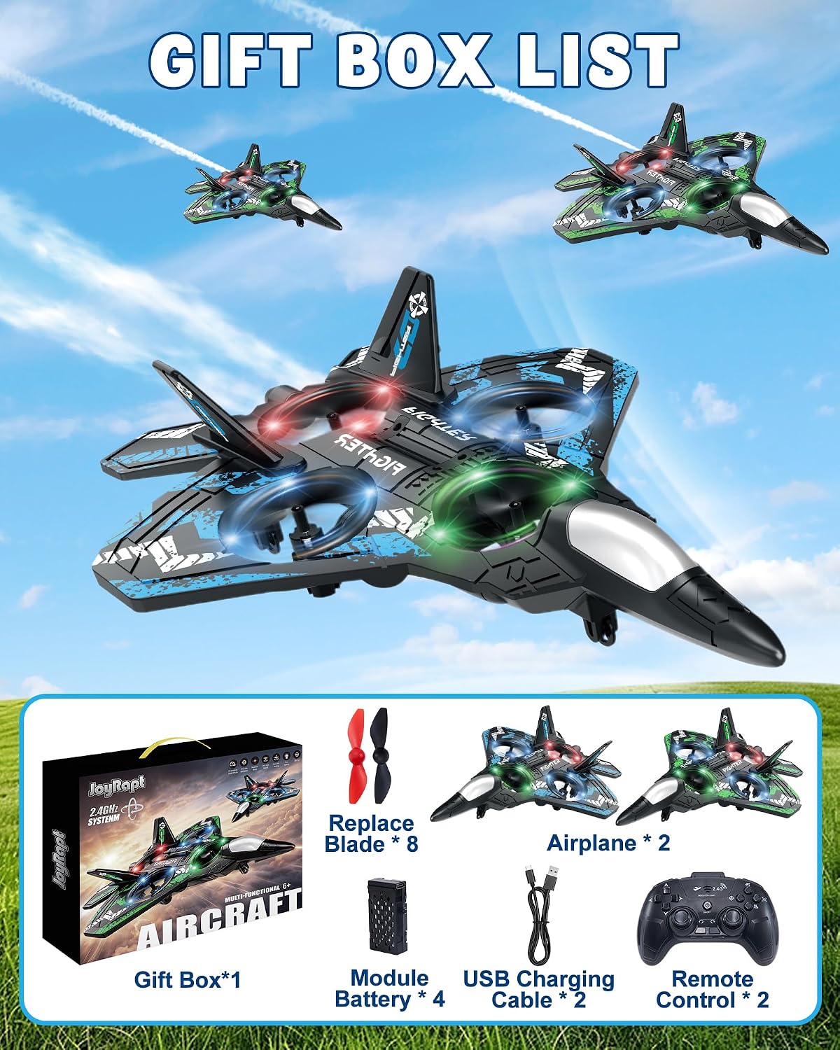 JoyRapt Form - Drones de avión RC para niños, avión de control remo...