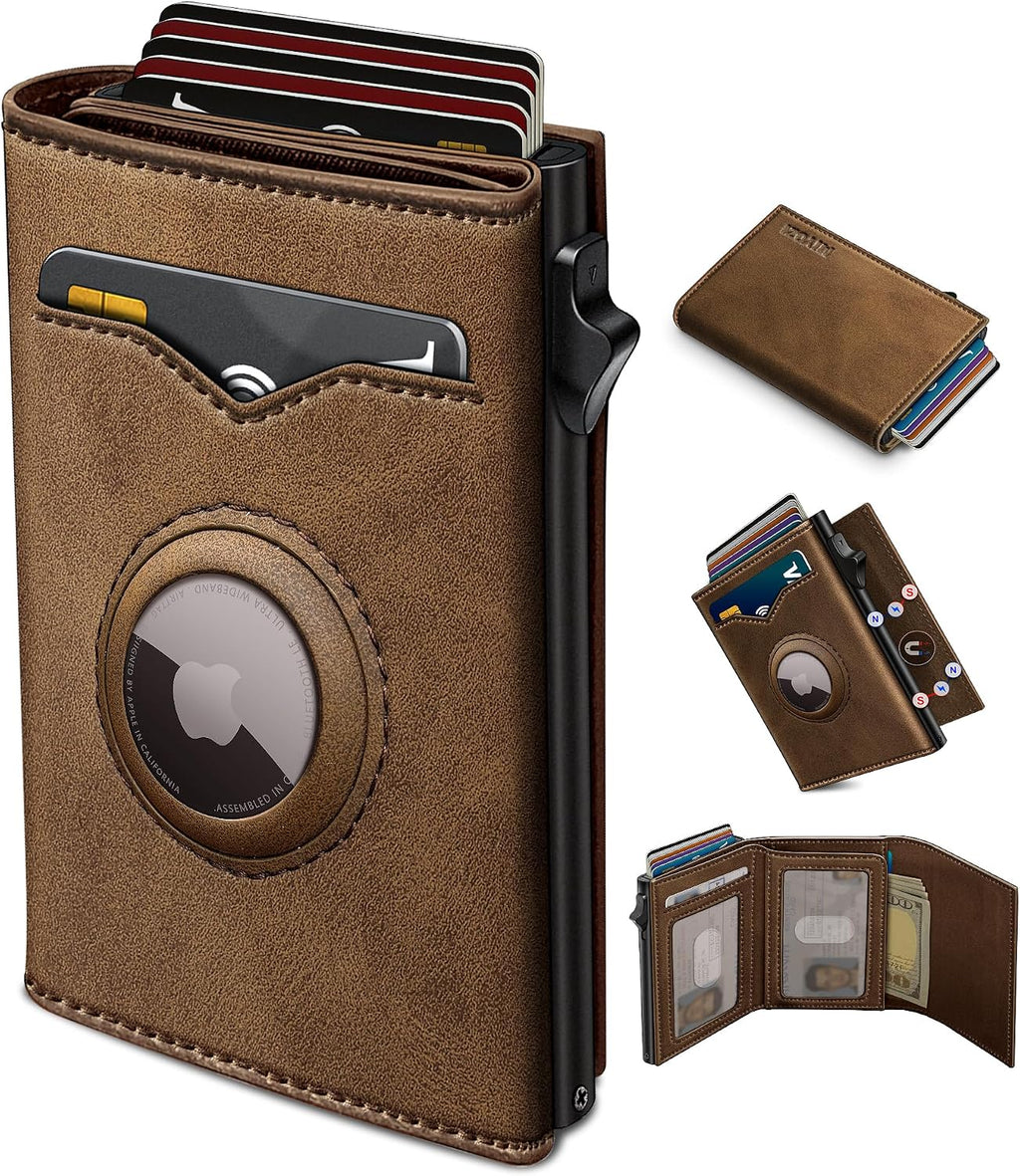 Cartera miyozi Airtag para hombre, con bolsillo para efectivo, 2 ve...