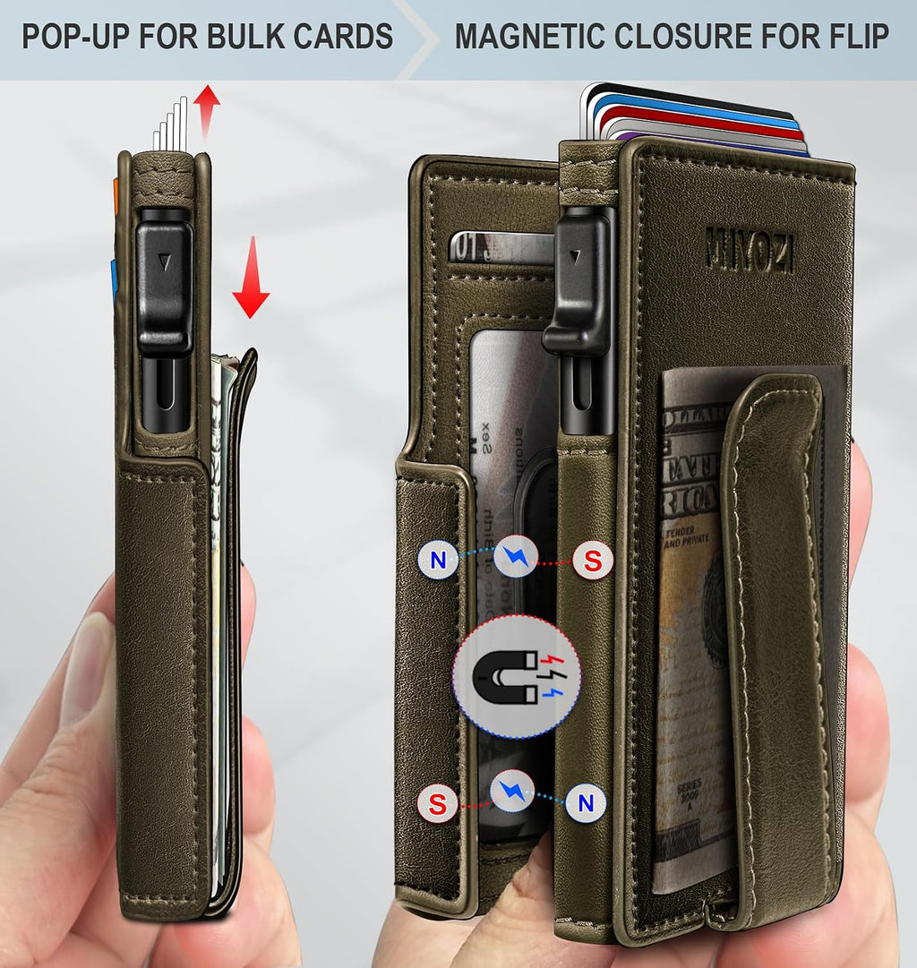 Miyozi - Billetera Airtag para hombre, con clip de dinero, estuche...
