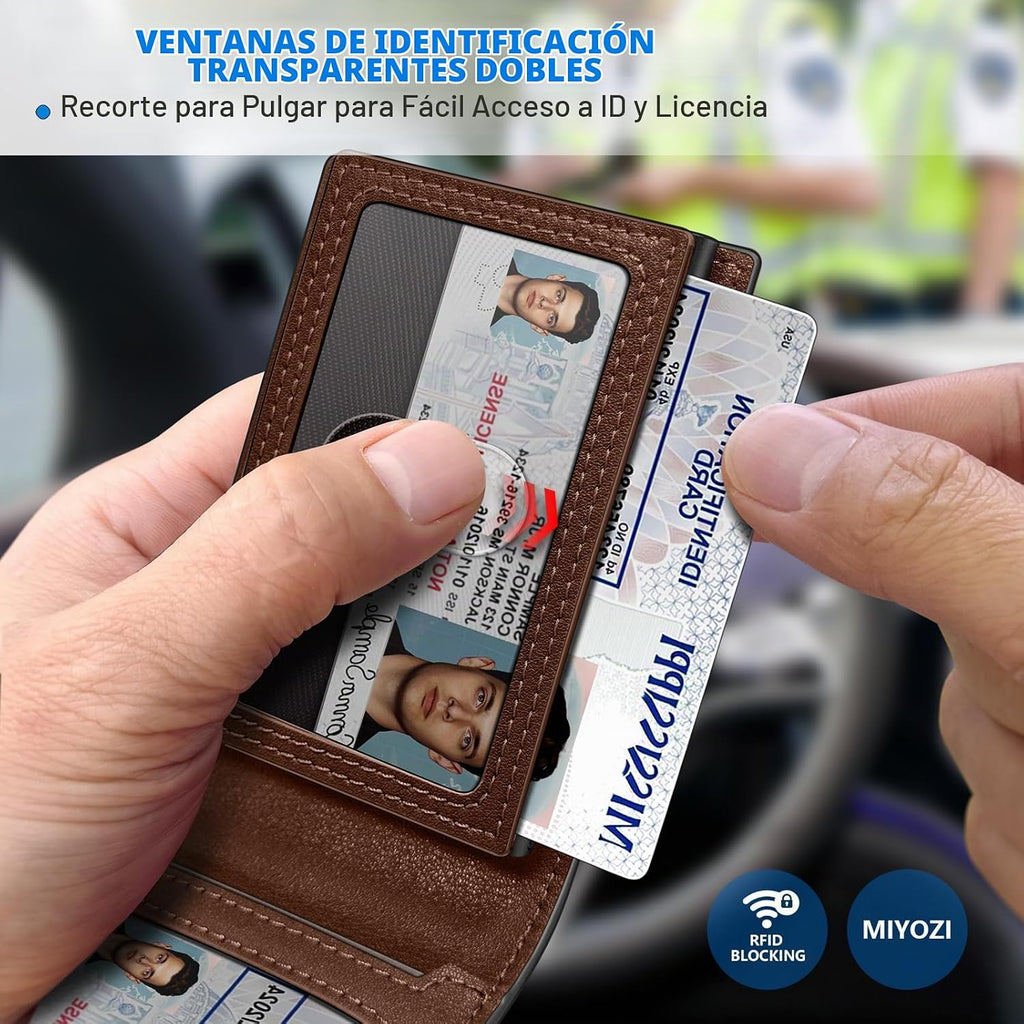 miyozi Cartera para hombre, tarjetero desplegable con bloqueo RFID,...