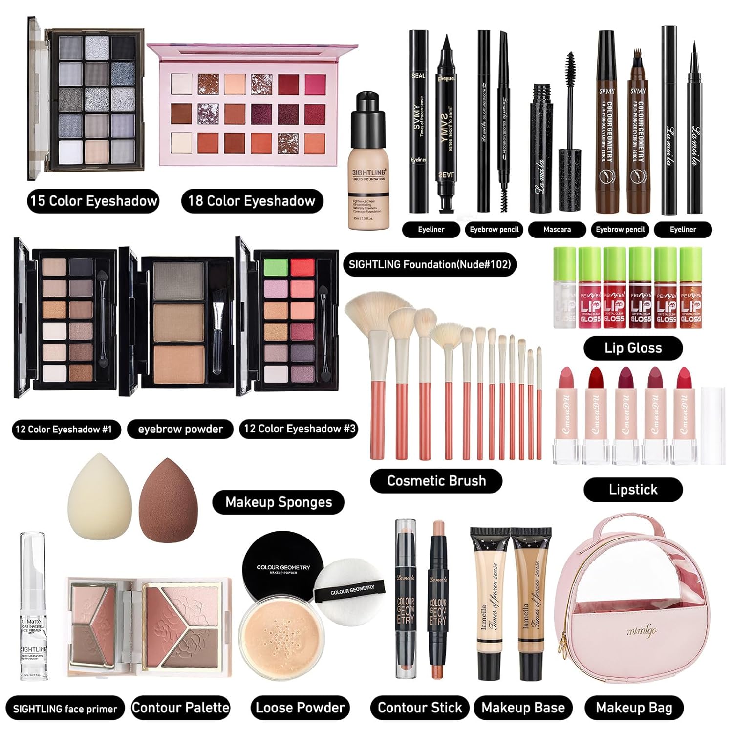 Kit de maquillaje todo en uno, kit de maquillaje de viaje, juego de...