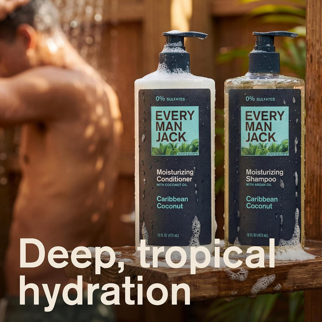 Every Man Jack Juego de champú y acondicionador para hombre, coco c...