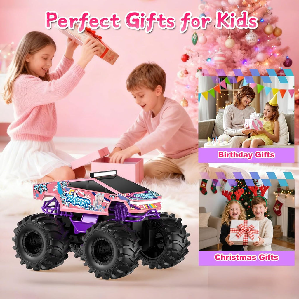 Coche de control remoto para niñas, juguetes de camión monstruo ros...