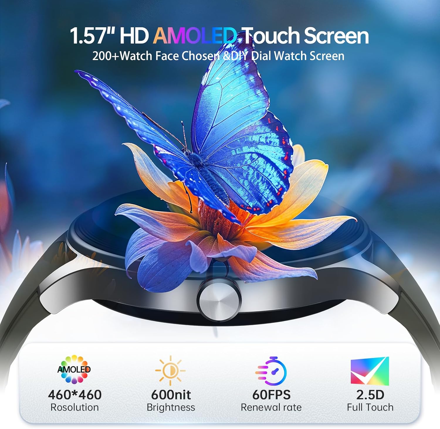Woneligo Reloj inteligente para hombre, AMOLED de 1.57 pulgadas, pa...