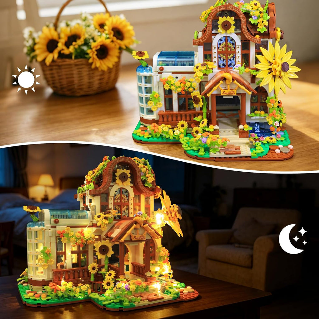 NightFlares Juego de construcción de casa de flores con luz LED, ki...
