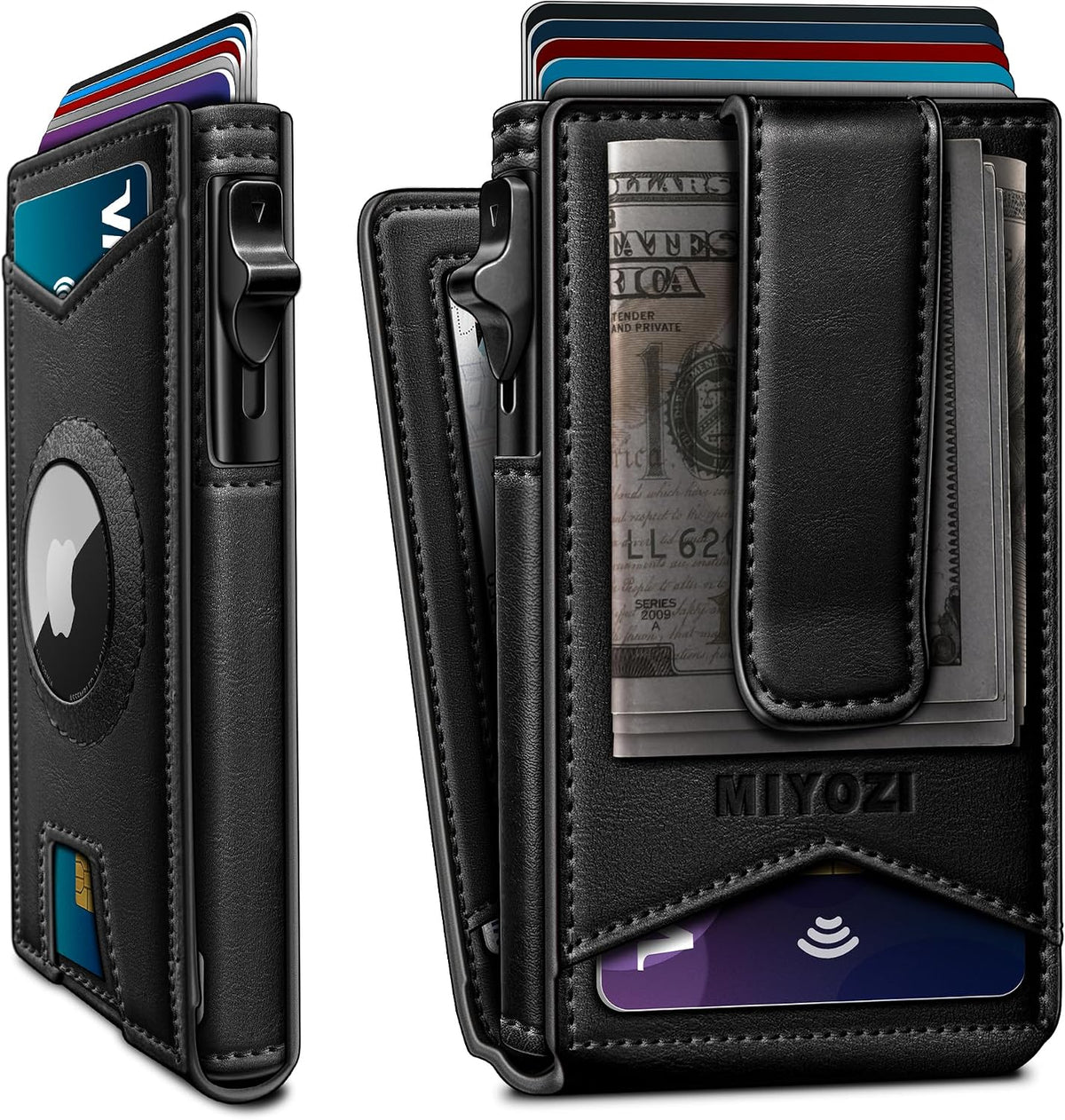 miyozi Airtag - Cartera para hombre con clip para dinero, 9 tarjeta...