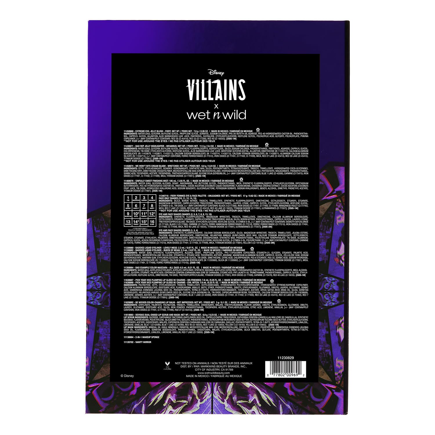 wet n wild Disney Villains PR Box, colección de maquillaje y acceso...