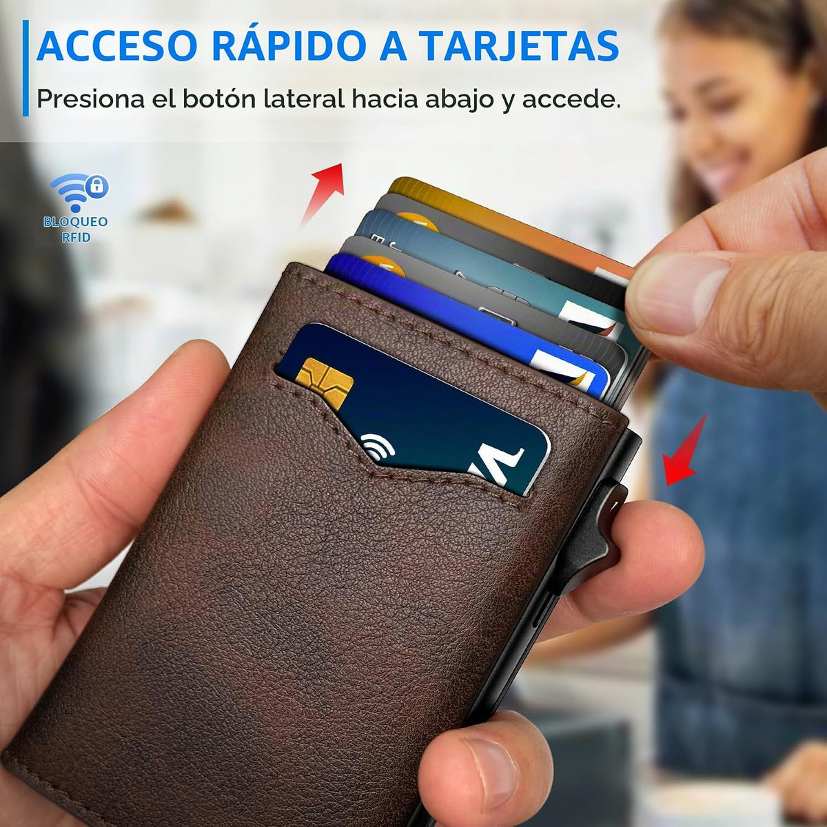 miyozi Cartera para hombre, con bolsillo para efectivo, 2 ventanas...