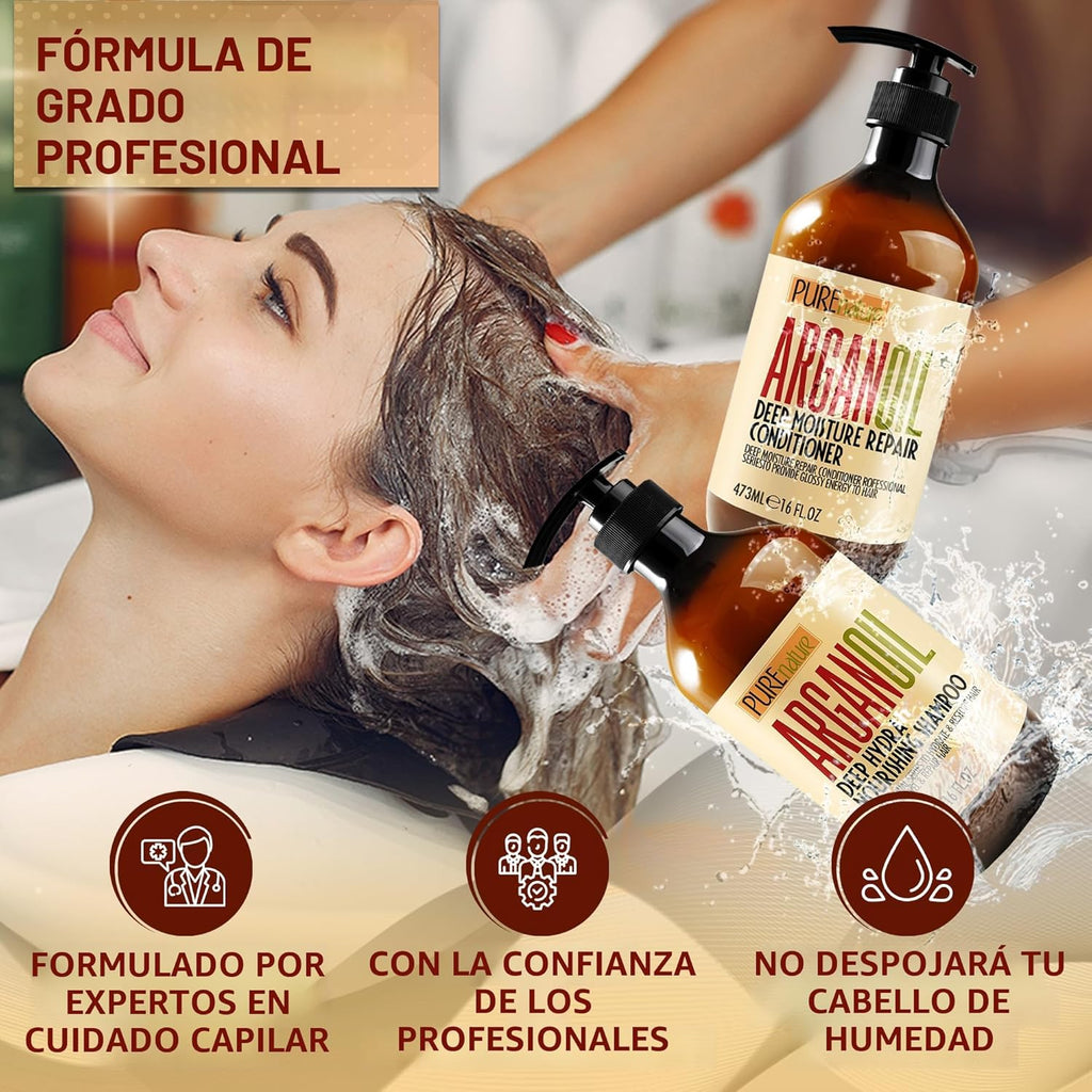 Juego de champú y acondicionador de aceite de argán, cuidado marroq...