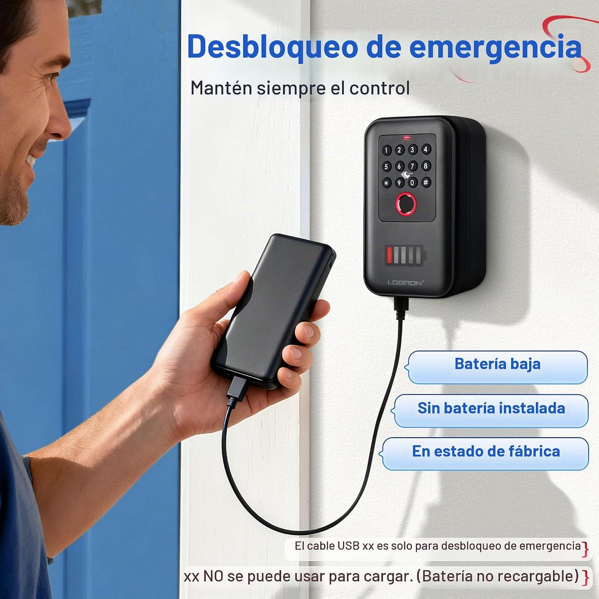 LOQRON Caja de bloqueo inteligente de huellas dactilares Bluetooth...