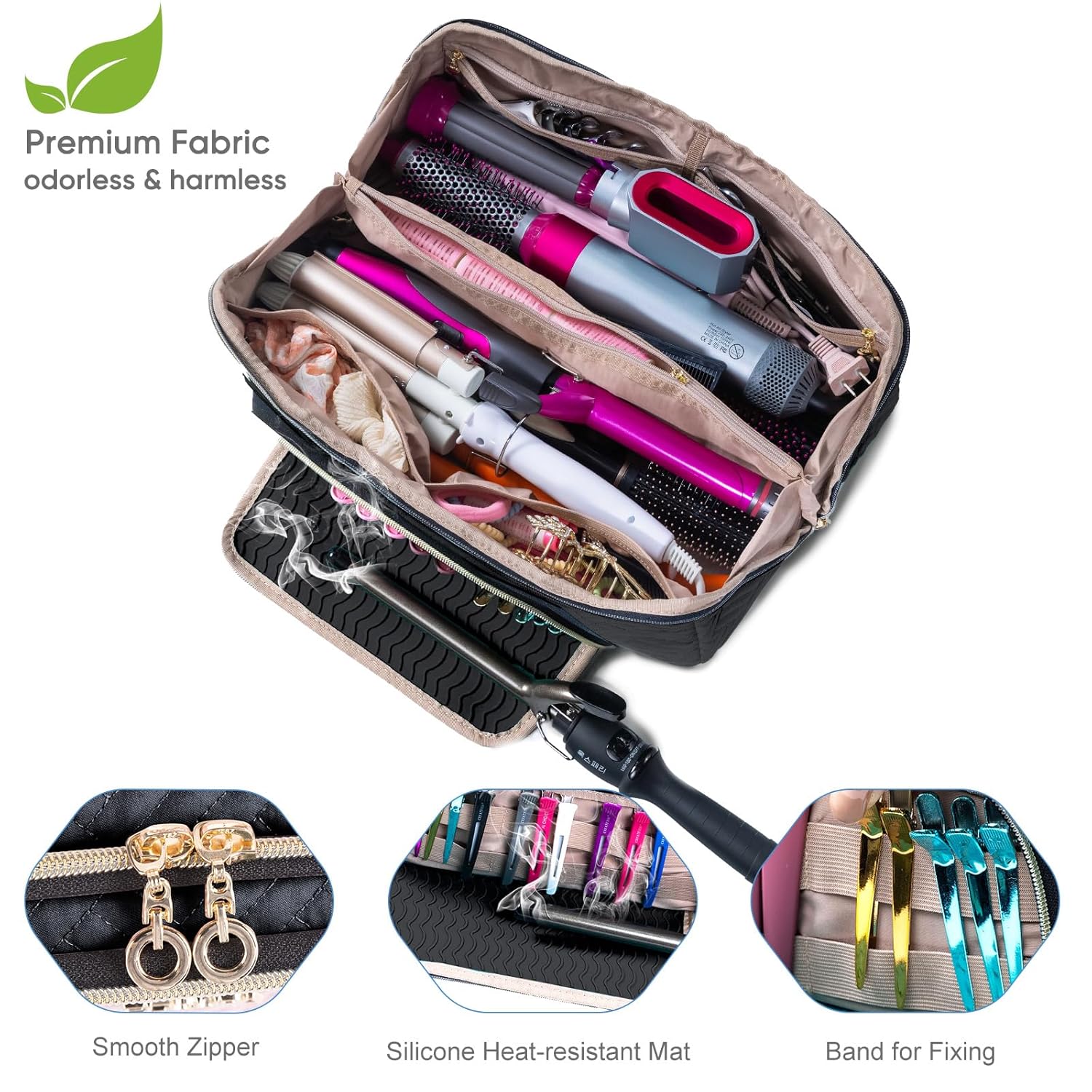 ELCUPA Bolsa de Viaje Grande para Herramientas de Cabello con Alfom...