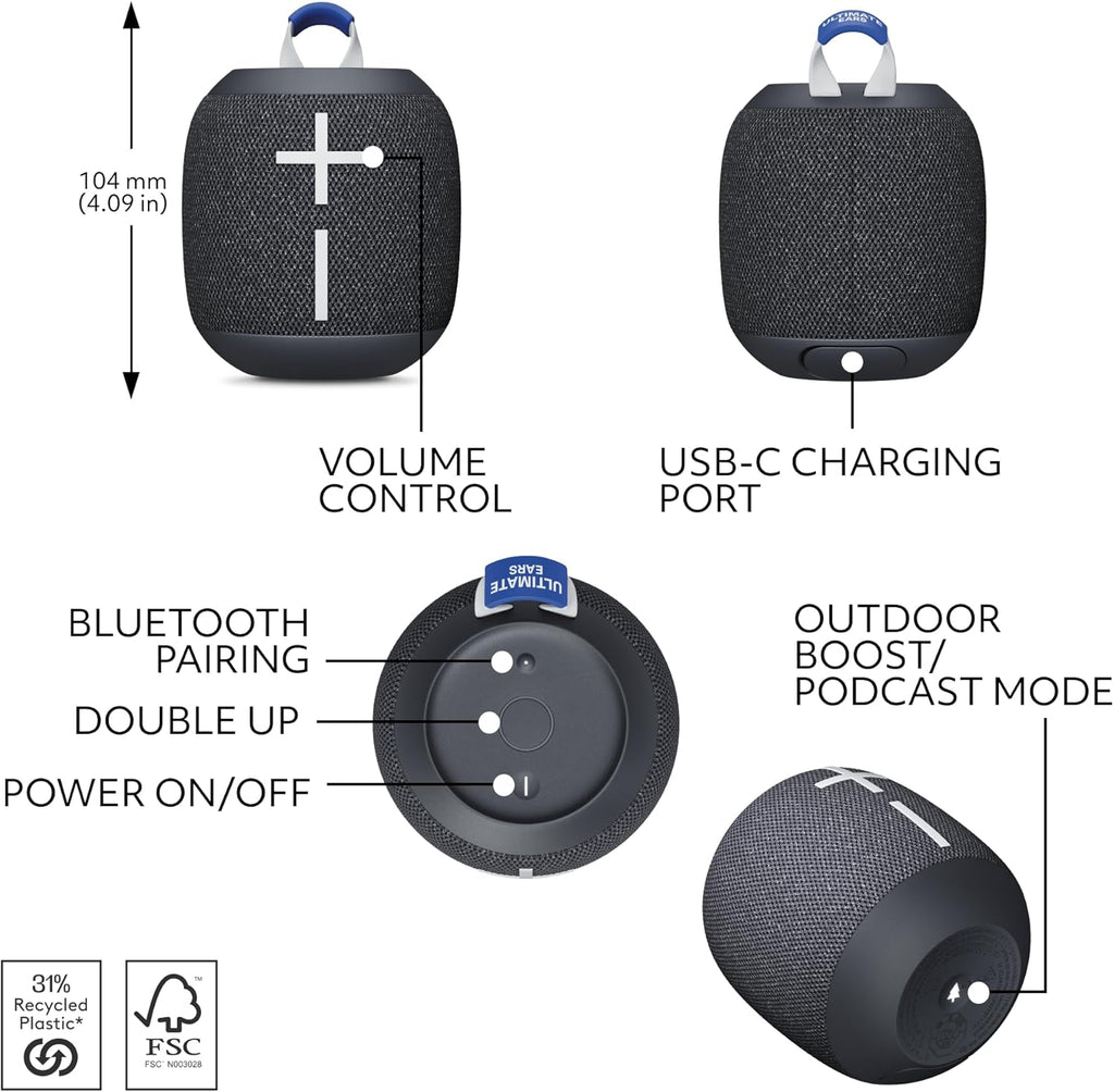 Ultimate Ears WONDERBOOM 4, altavoces Bluetooth impermeables para e...
