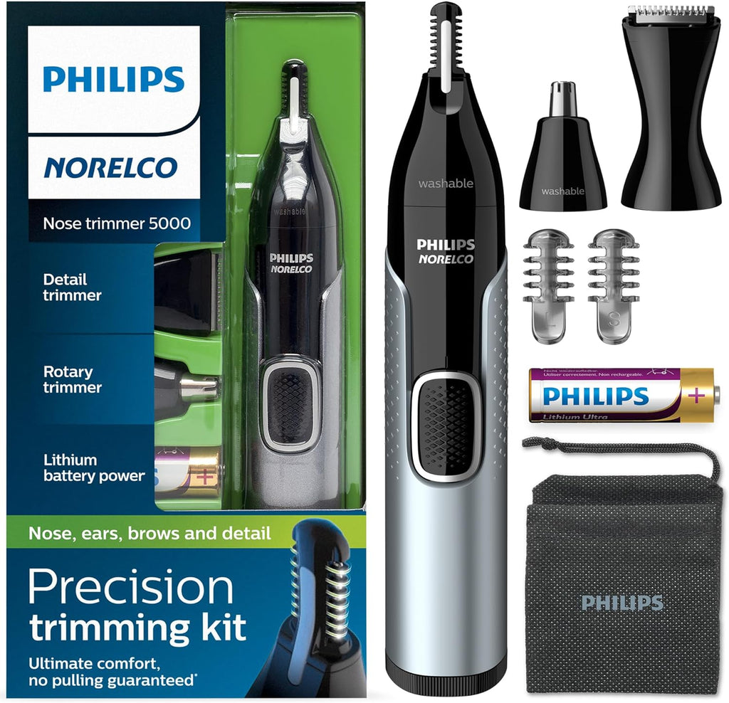 Recortador Philips Norelco 5000, para nariz, orejas y cejas, Negro...