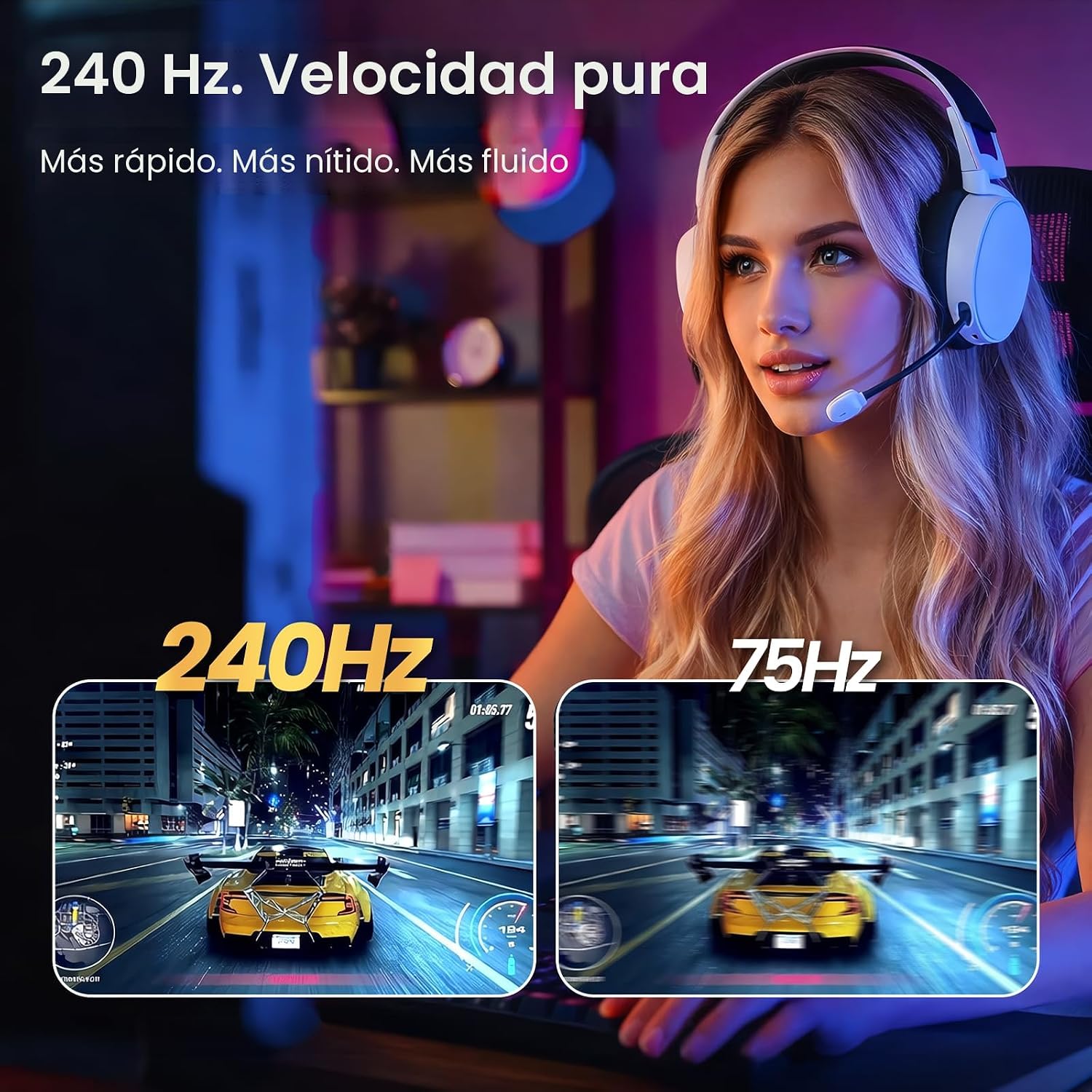 CRUA Monitor curvo para juegos de 34", 240Hz, WQHD 3440x1440, p...