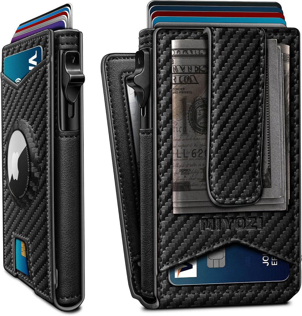 miyozi Airtag - Cartera para hombre con clip para dinero, 9 tarjeta...
