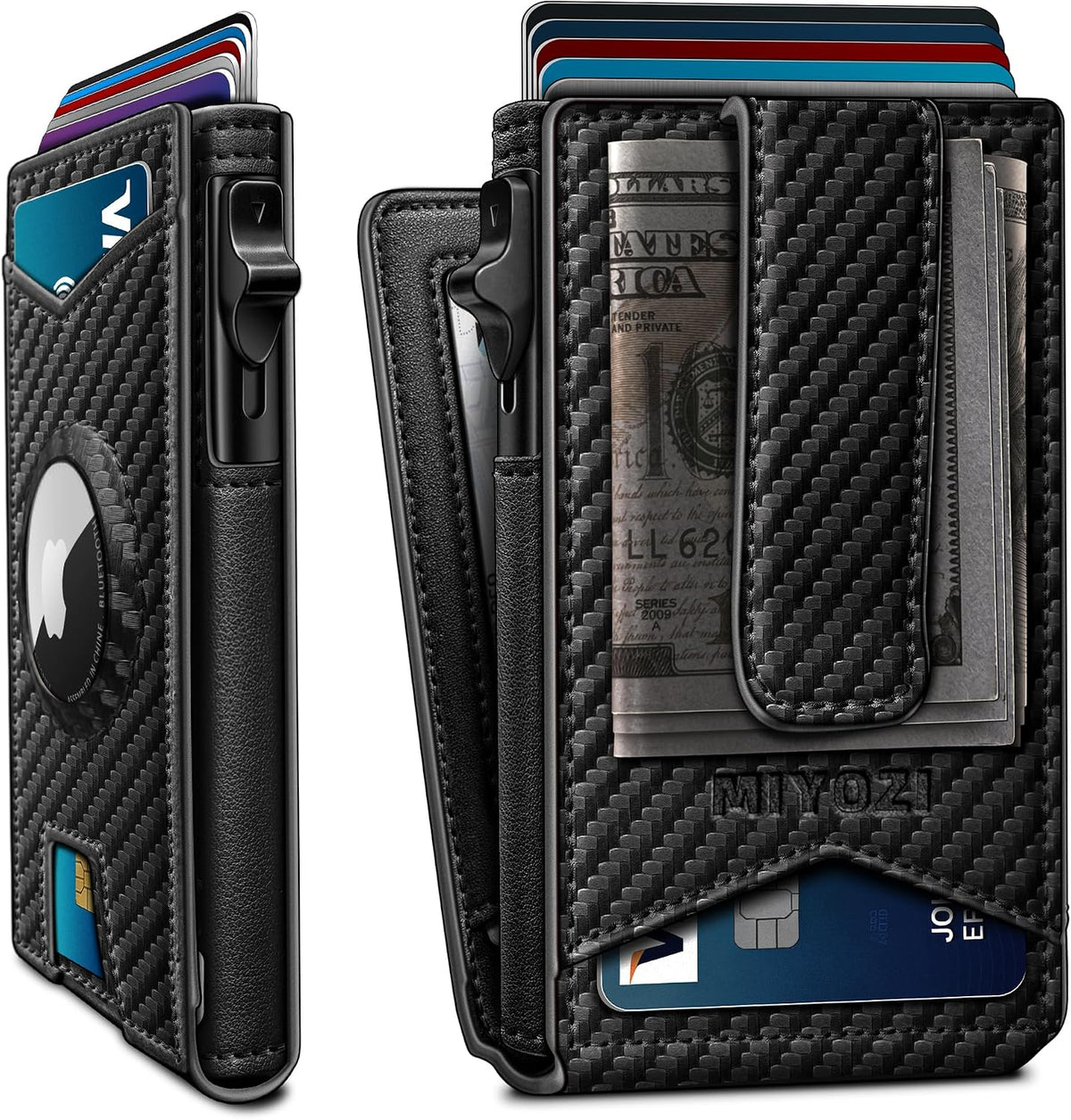 miyozi Airtag - Cartera para hombre con clip para dinero, 9 tarjeta...