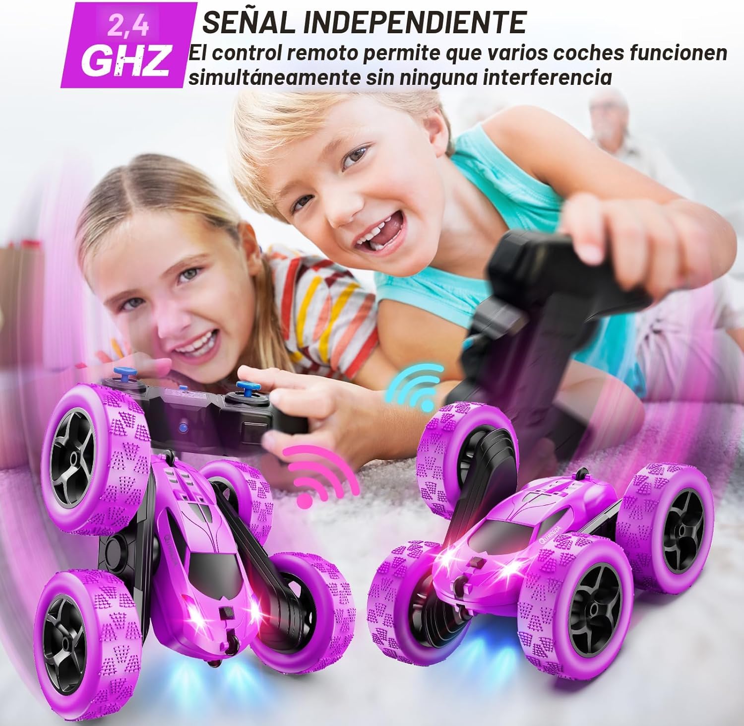 QUNREDA - Autos RC, coche de control remoto púrpura para niñas, RC...