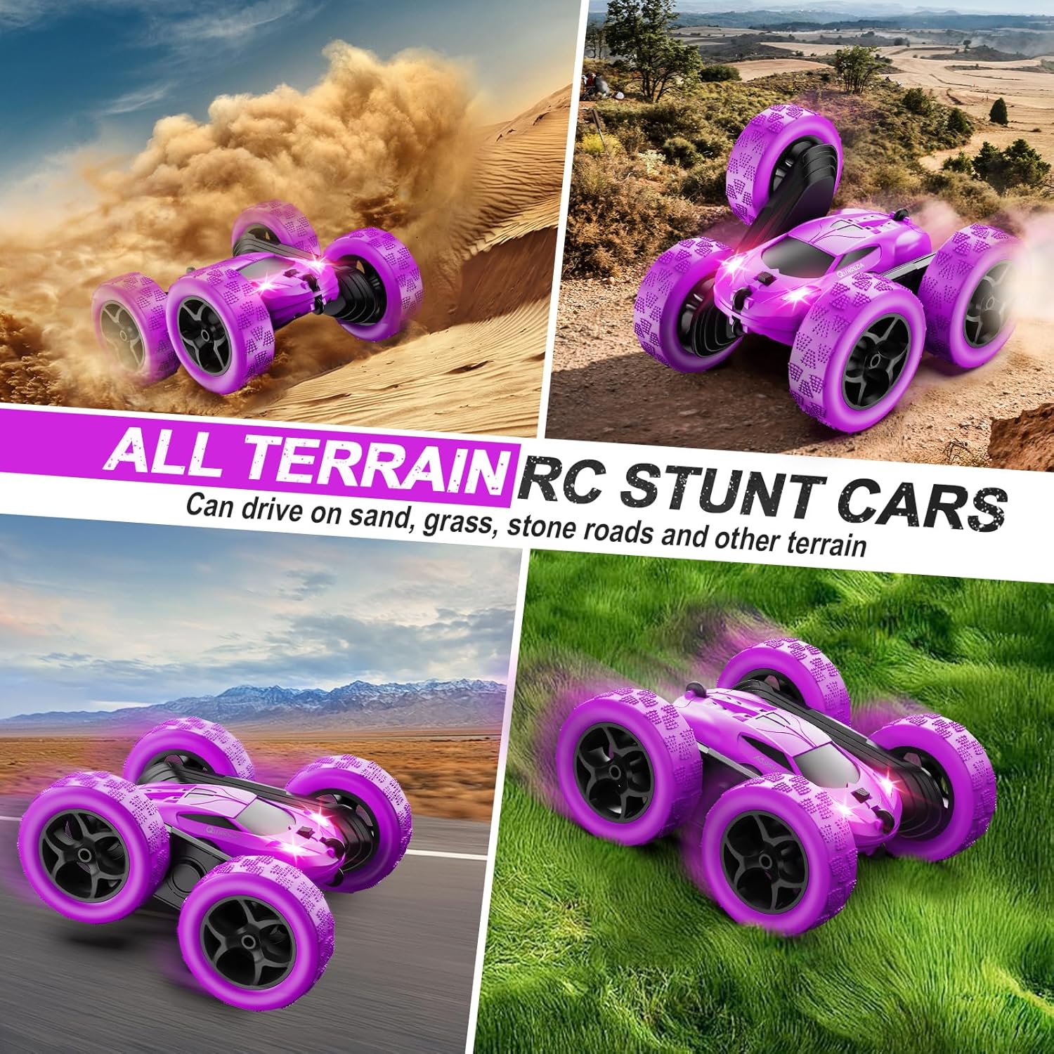 QUNREDA - Autos RC, coche de control remoto púrpura para niñas, RC...