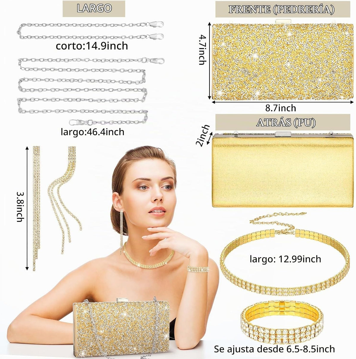 Kigeli 4 Pcs Rhinestone Jewelry Set