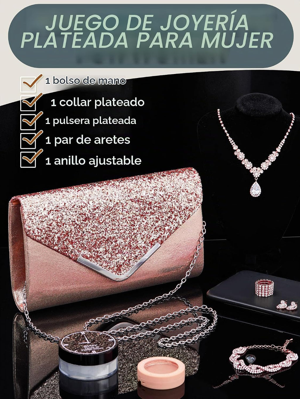 Henoyso Juego de 5 piezas de joyas de diamantes de imitación para g...