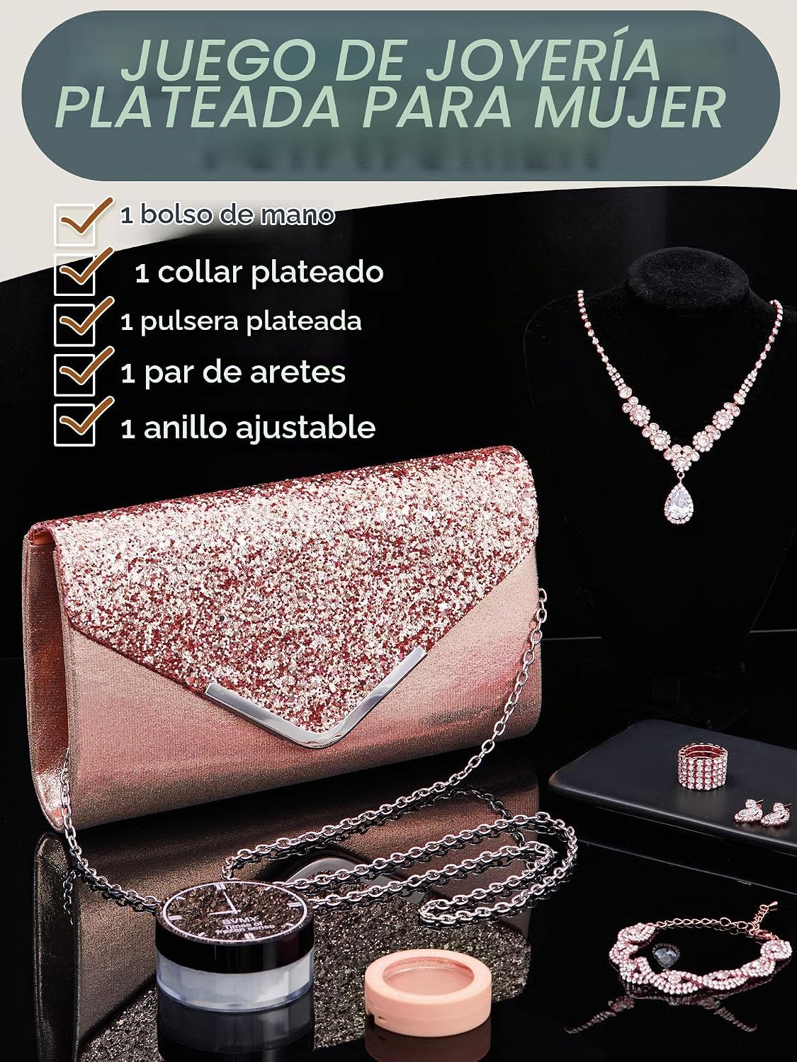 Henoyso Juego de 5 piezas de joyas de diamantes de imitación para g...