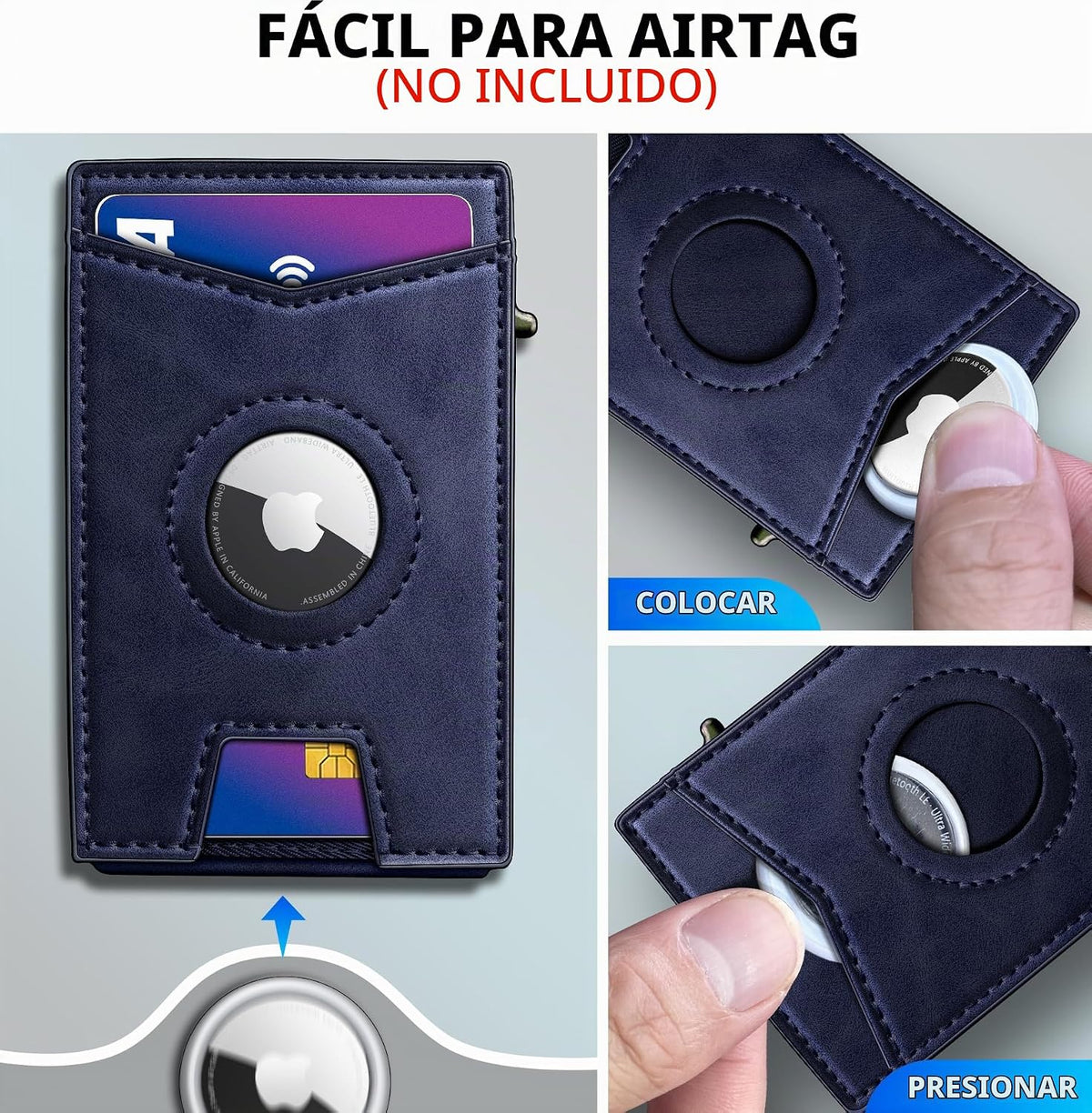 miyozi Airtag - Cartera para hombre con clip para dinero, 9 tarjeta...