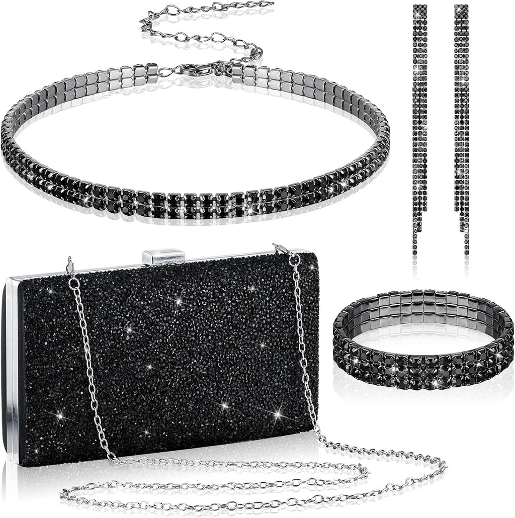Kigeli 4 Pcs Rhinestone Jewelry Set