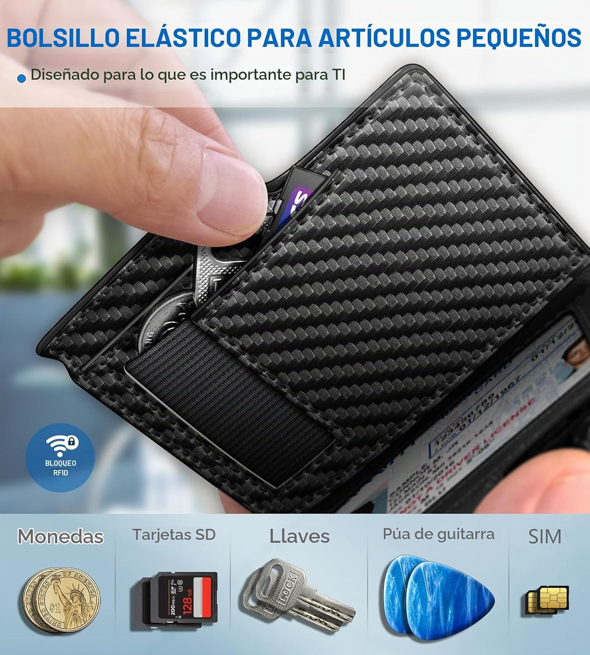 miyozi Billetera para hombre, magnética minimalista delgada con sop...