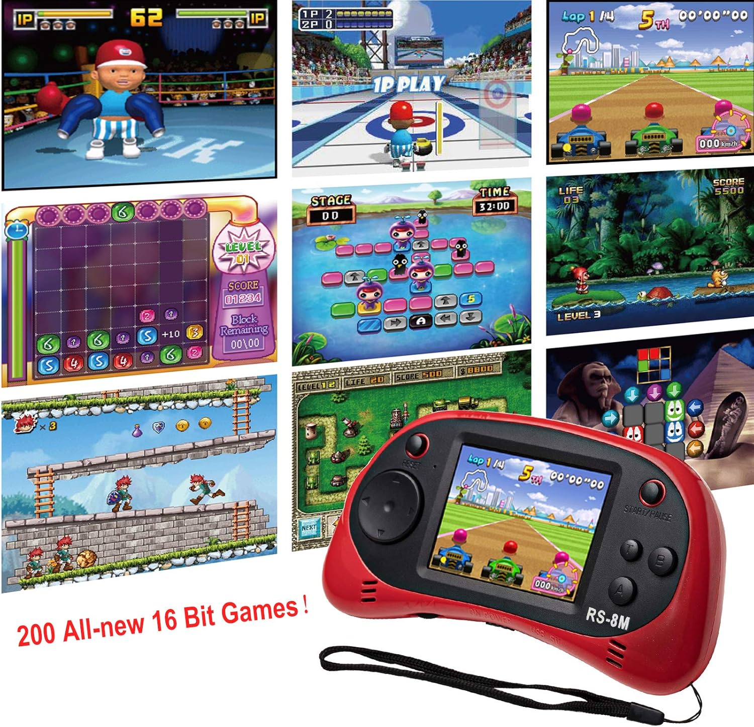 Reproductor de videojuegos portátil de mano para niños con 200 jueg...
