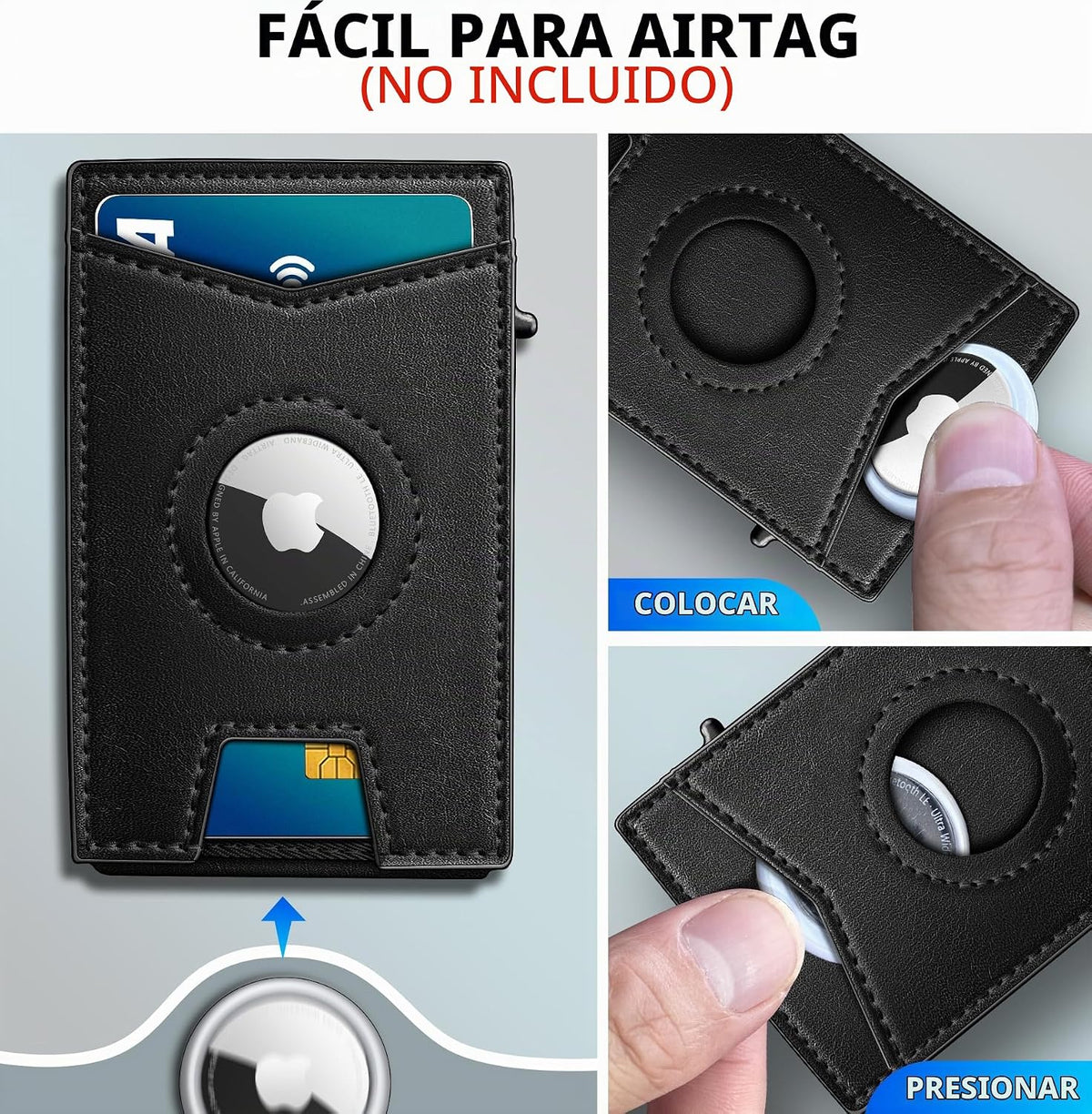 miyozi Airtag - Cartera para hombre con clip para dinero, 9 tarjeta...