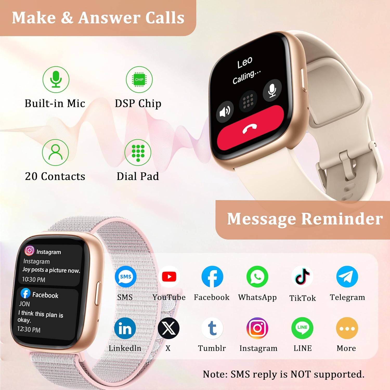 Reloj inteligente para mujeres y hombres, reloj inteligente actuali...