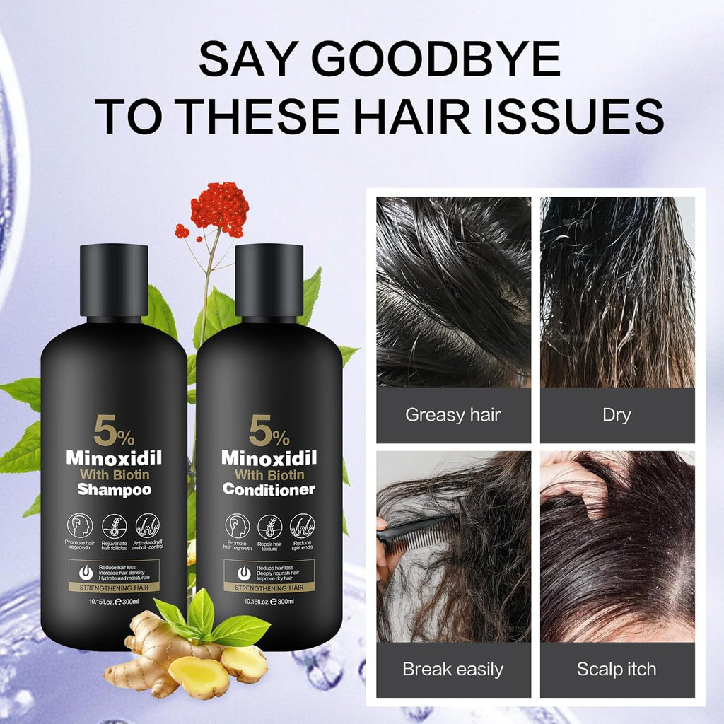 Set de Champú y Acondicionador de Minoxidil para el Crecimiento del...