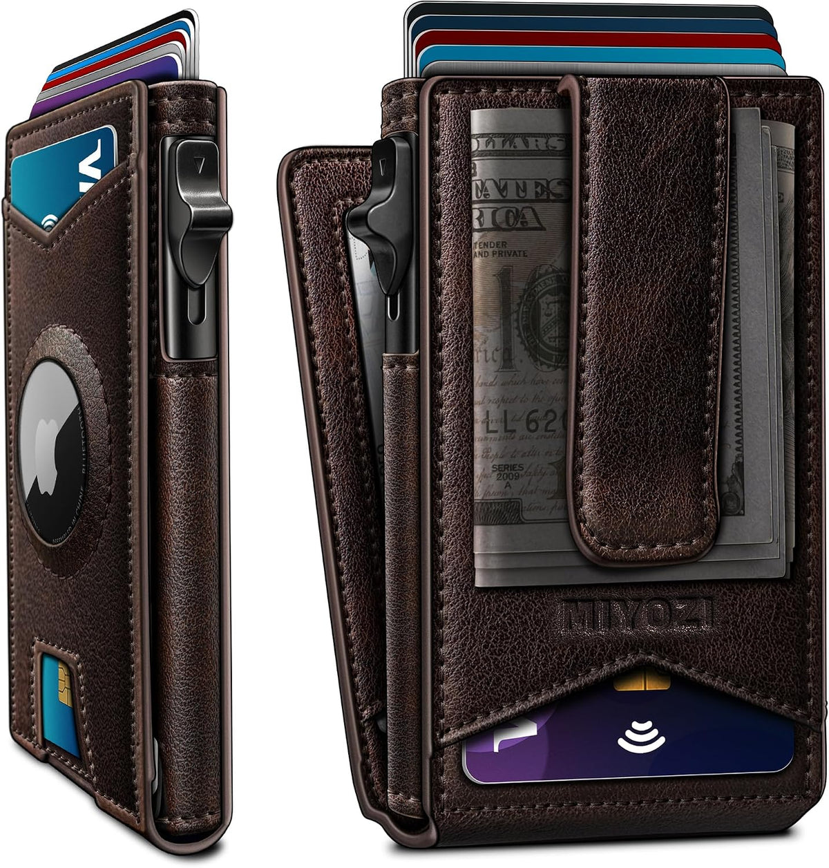 miyozi Airtag - Cartera para hombre con clip para dinero, 9 tarjeta...