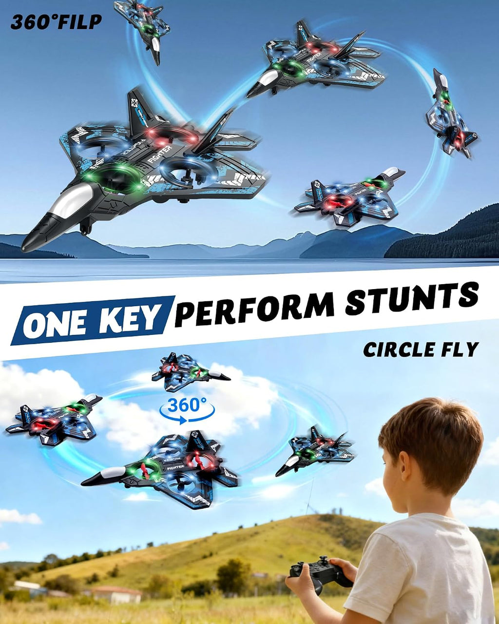 JoyRapt Form - Drones de avión RC para niños, avión de control remo...