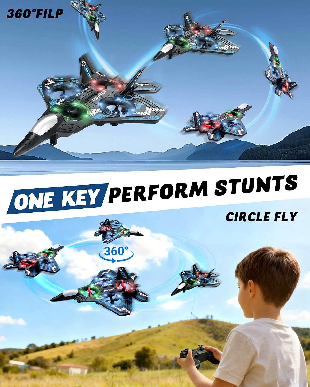 JoyRapt Form - Drones de avión RC para niños, avión de control remo...