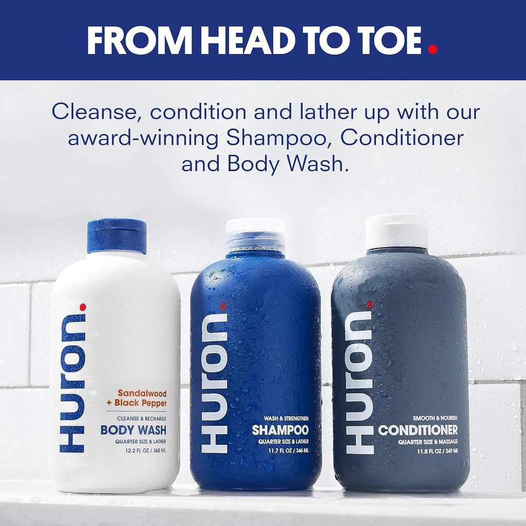 Kit de ducha Huron - Champú, acondicionador y gel de baño para homb...