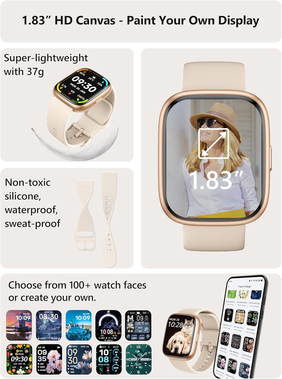 Reloj inteligente para mujer y hombre Android y iPhone [2 bandas, c...