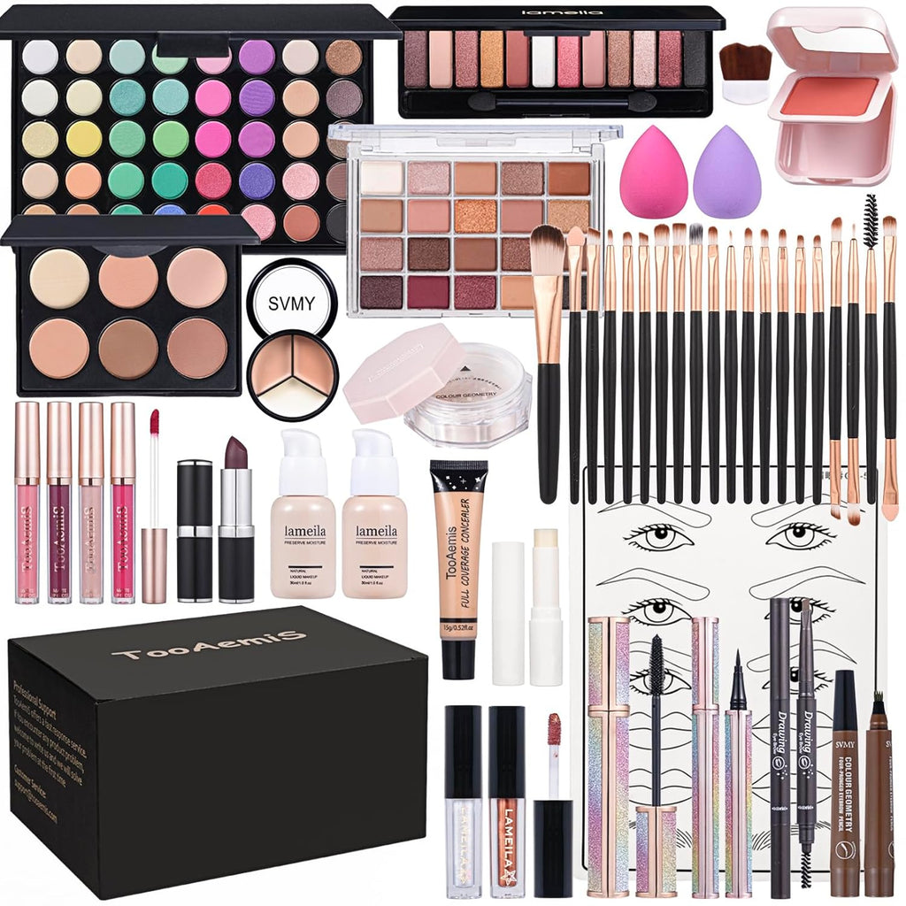 El kit completo de maquillaje para mujer incluye: sombra de ojos, b...