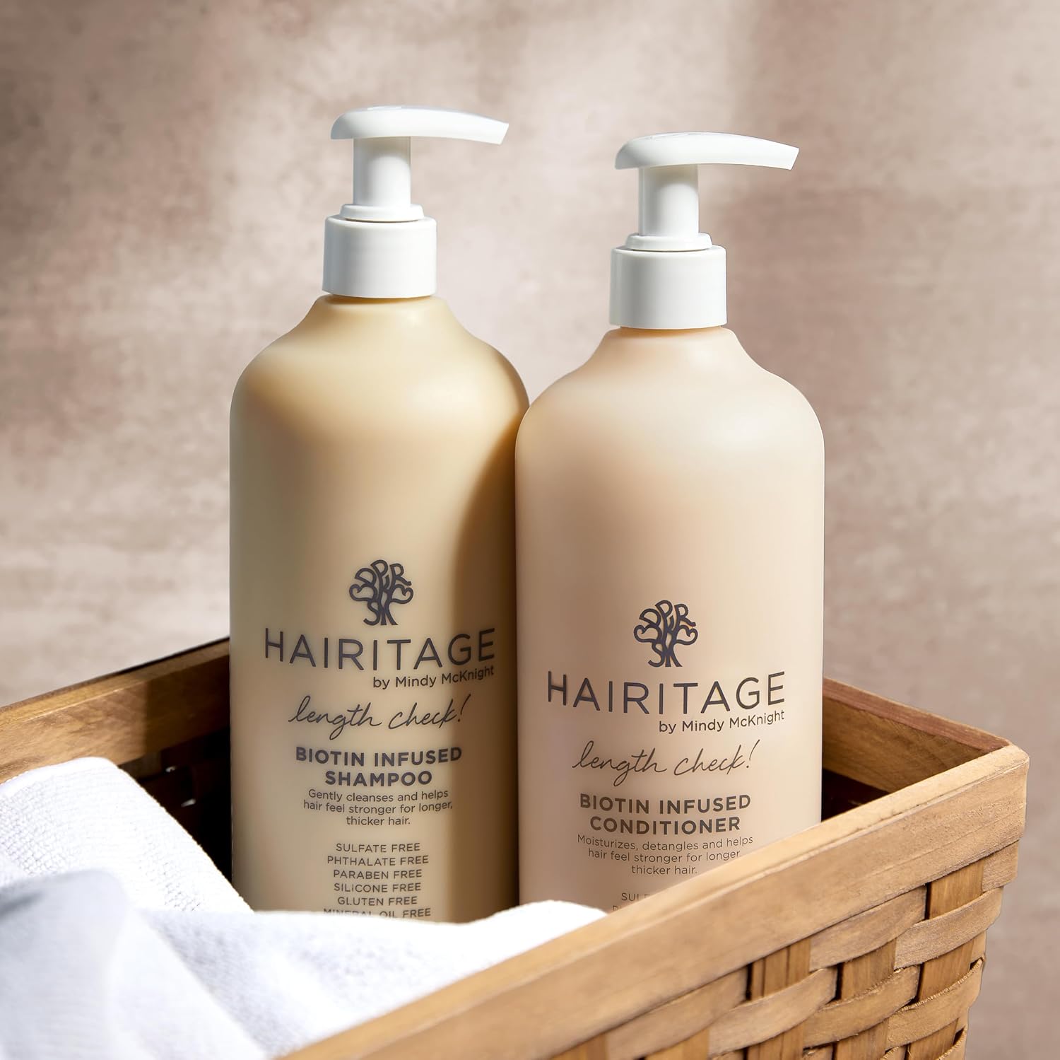 Juego de champú y acondicionador Hairitage Biotin + aceite de ricin...