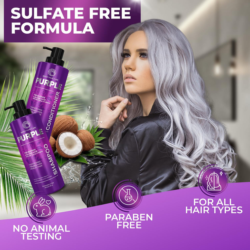 Purple - Juego de champú y acondicionador - Fórmula sin sulfato par...