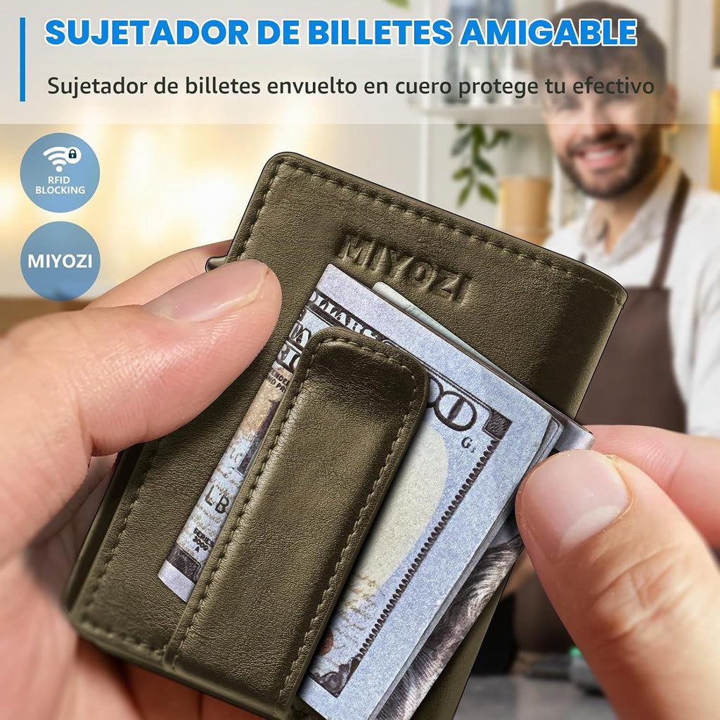 miyozi Billetera para hombre, magnética minimalista delgada con sop...