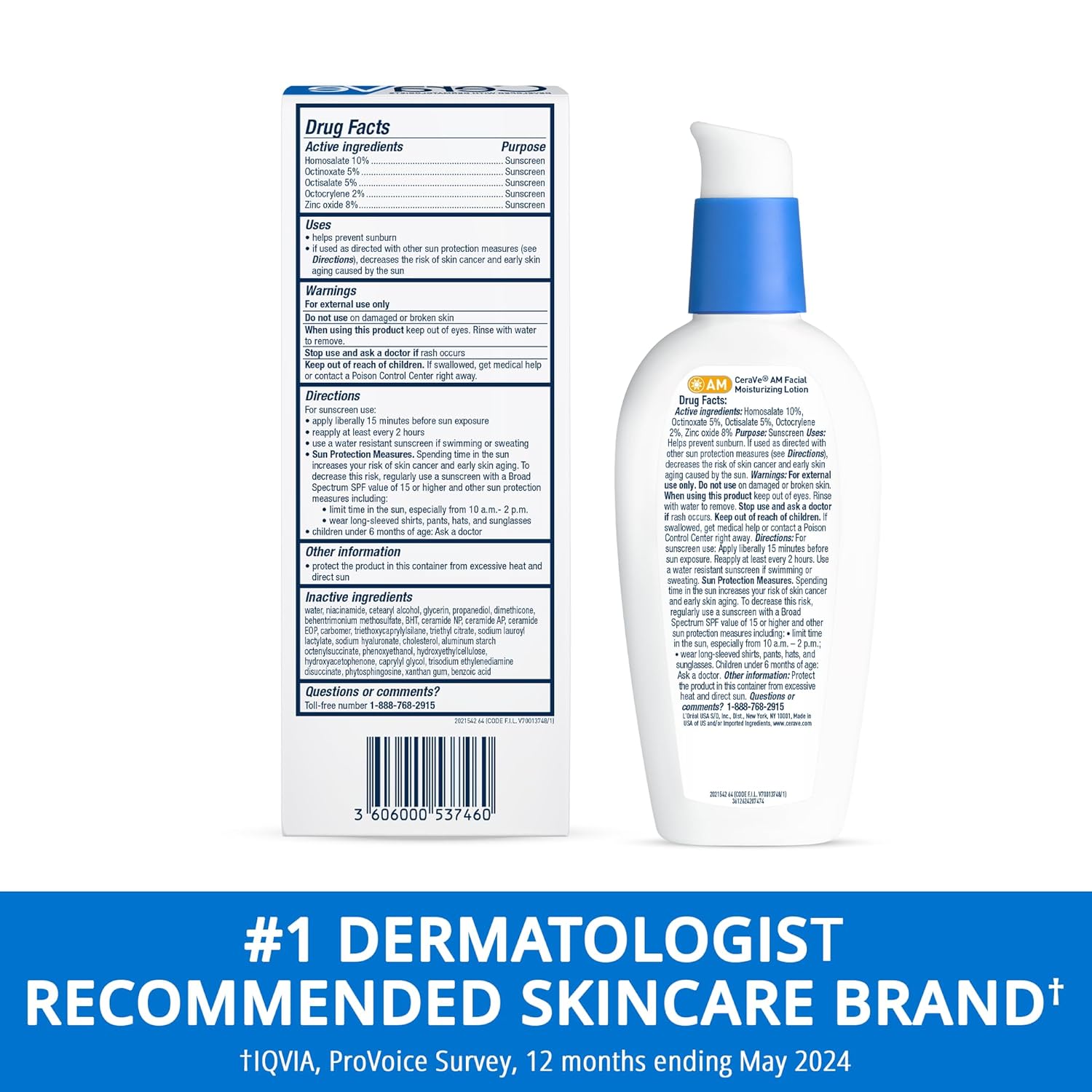 CeraVe AM Loción hidratante facial con SPF 30, hidratante facial si...