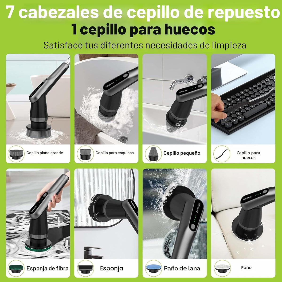 Dreazu Pro - Limpiador eléctrico giratorio 10 en 1 para baño | Cepi...