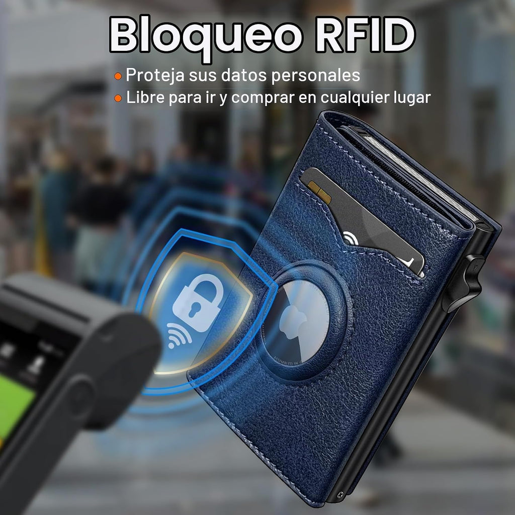 miyozi Billetera para Airtag para hombre, con bolsillo para efectiv...