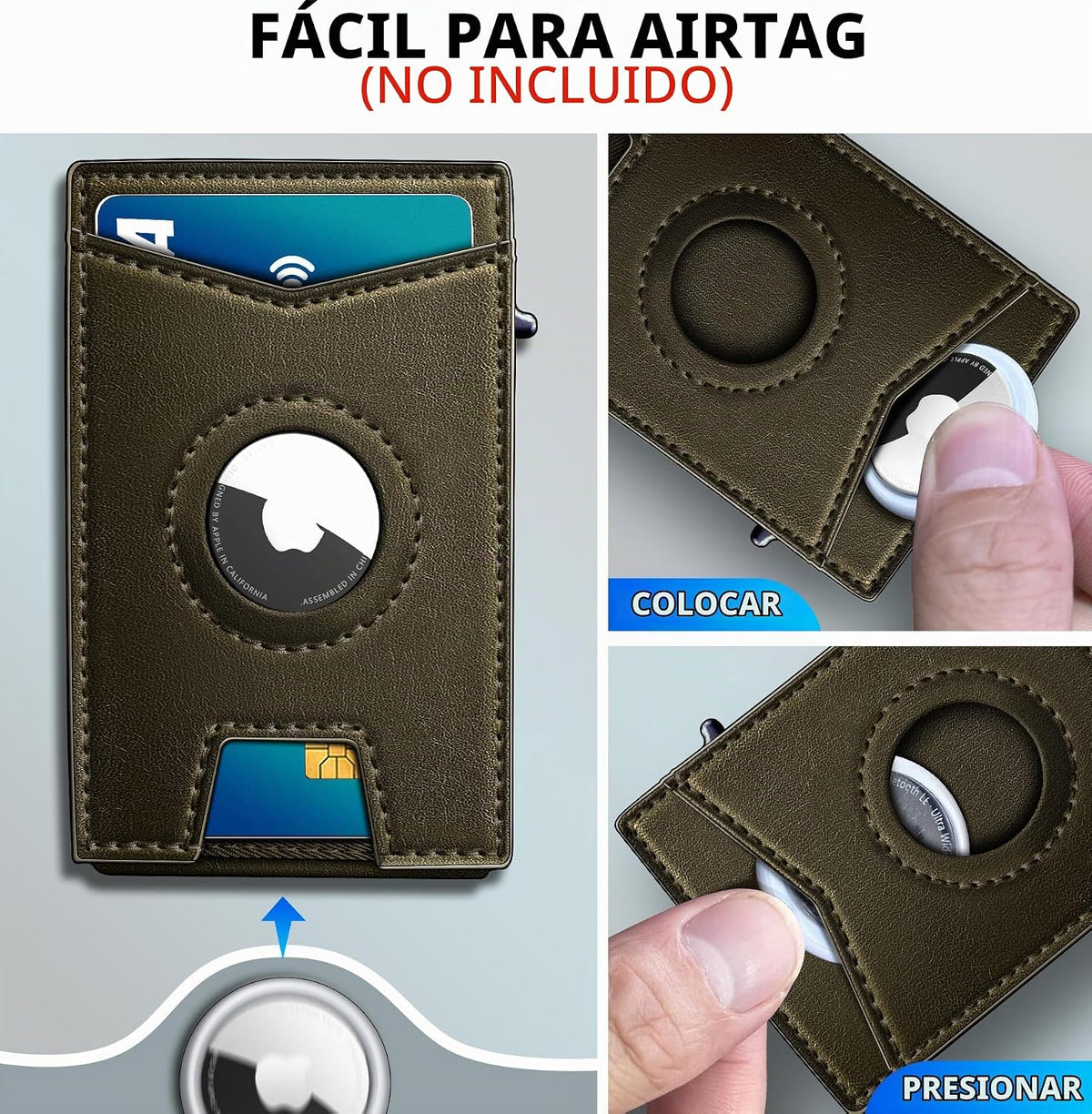miyozi Airtag - Cartera para hombre con clip para dinero, 9 tarjeta...