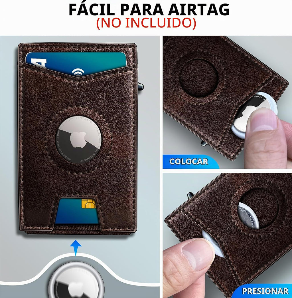 miyozi Airtag - Cartera para hombre con clip para dinero, 9 tarjeta...