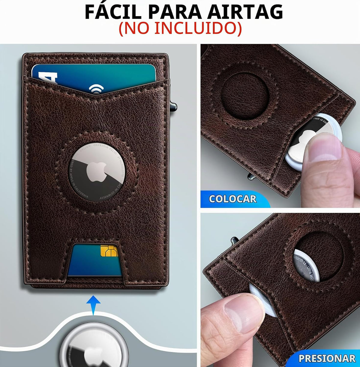 miyozi Airtag - Cartera para hombre con clip para dinero, 9 tarjeta...