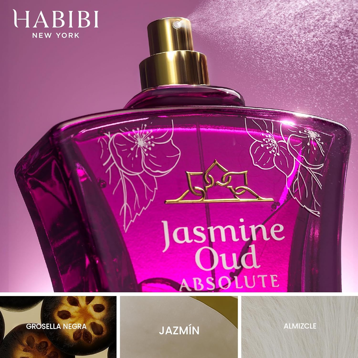 H HABIBI Jasmine Oud Absolute - Perfume árabe para mujer - 2.5 oz (...