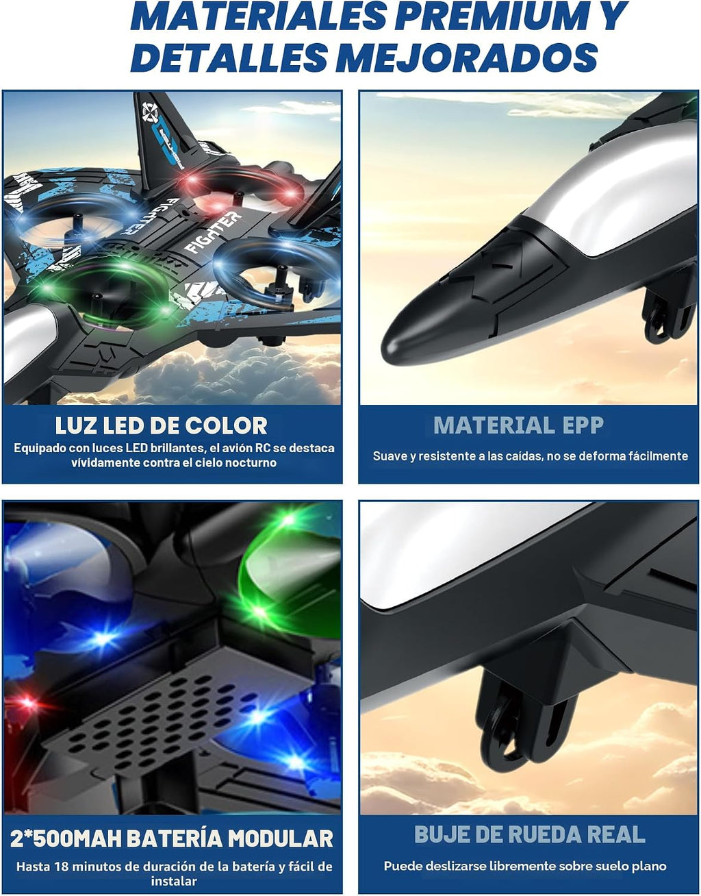 Drones para niños con forma de avión a control remoto, avión de con...